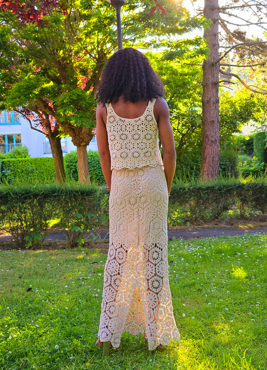 Longue jupe crochet bohème