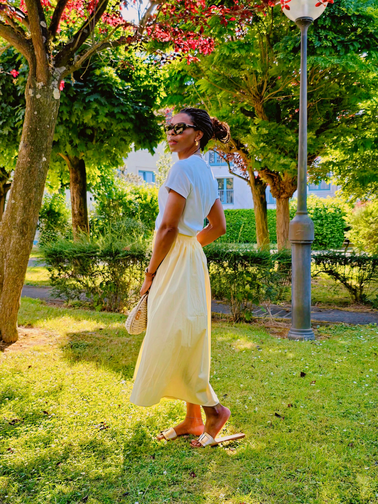 Longue jupe en coton fluide