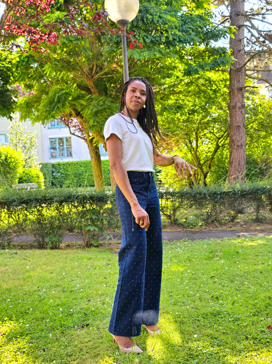 Jean taille haute à strass