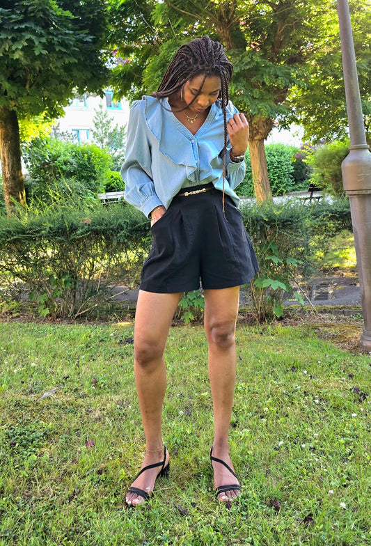 Blouse à volants en Denim