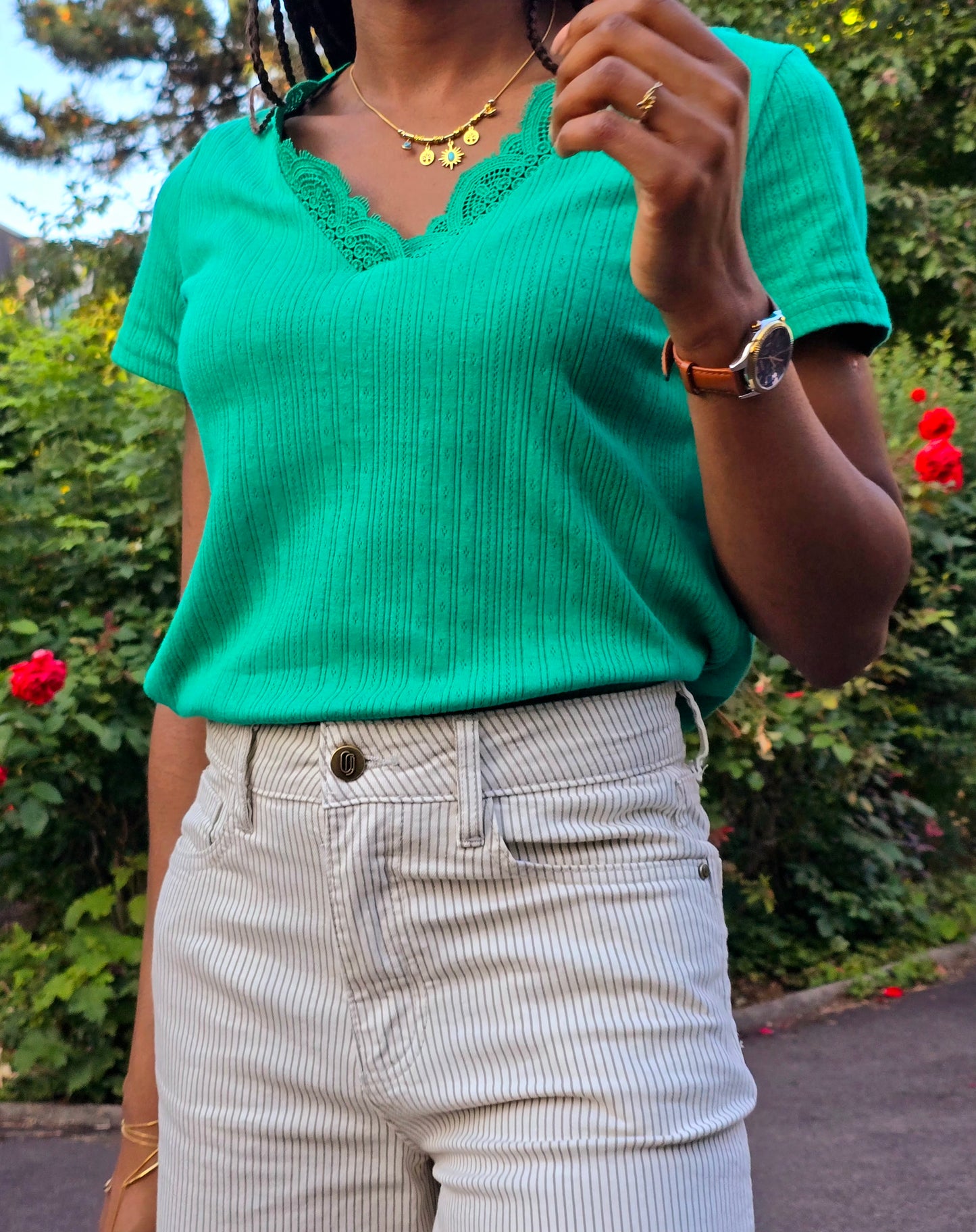 Jean à rayure vert Palazzo