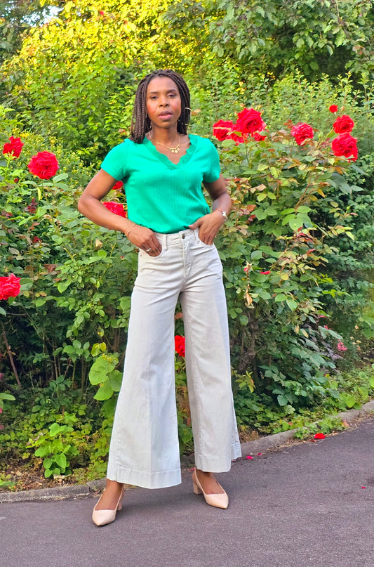 Jean à rayure vert Palazzo