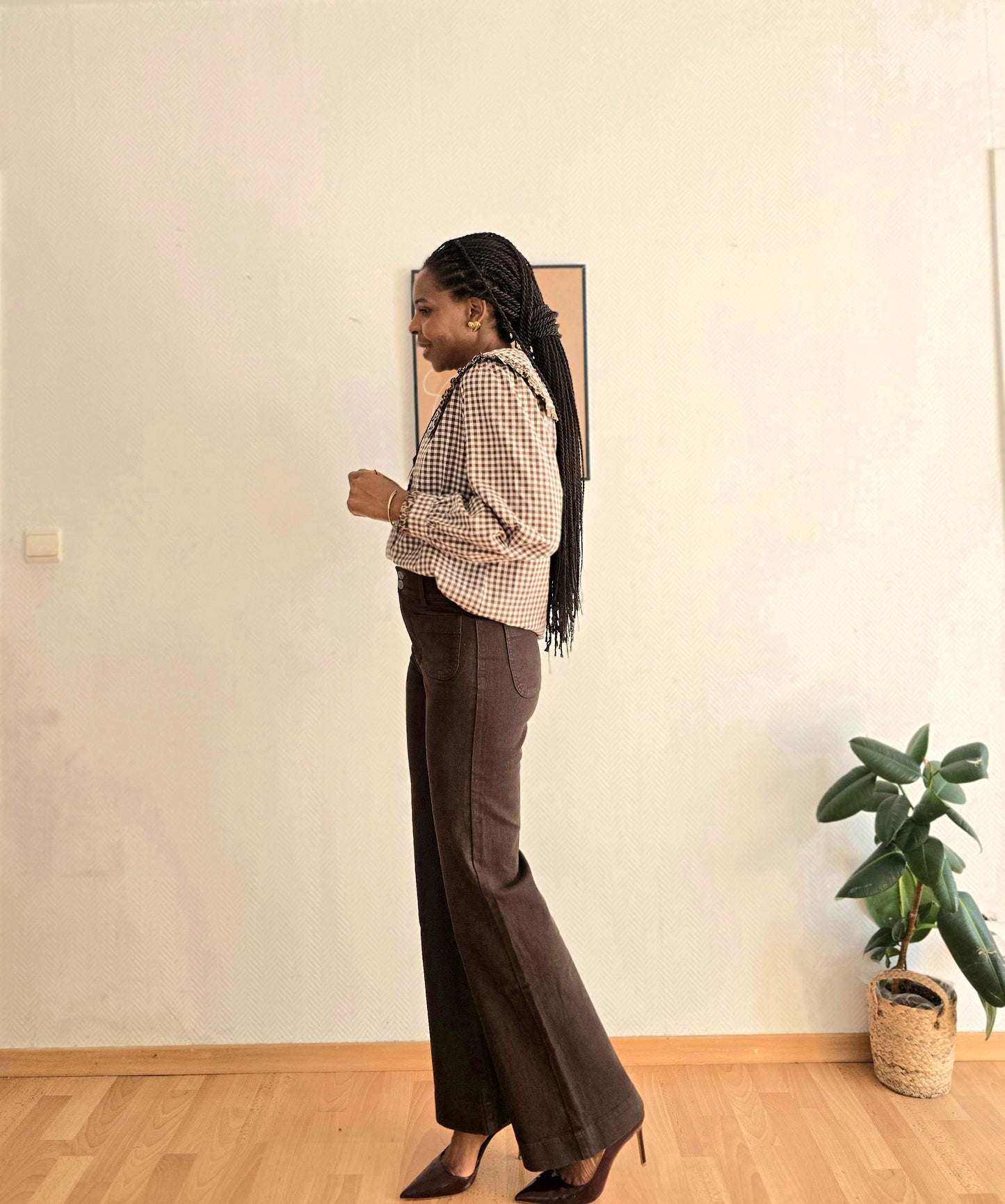 Jean taille haute Flare chocolat