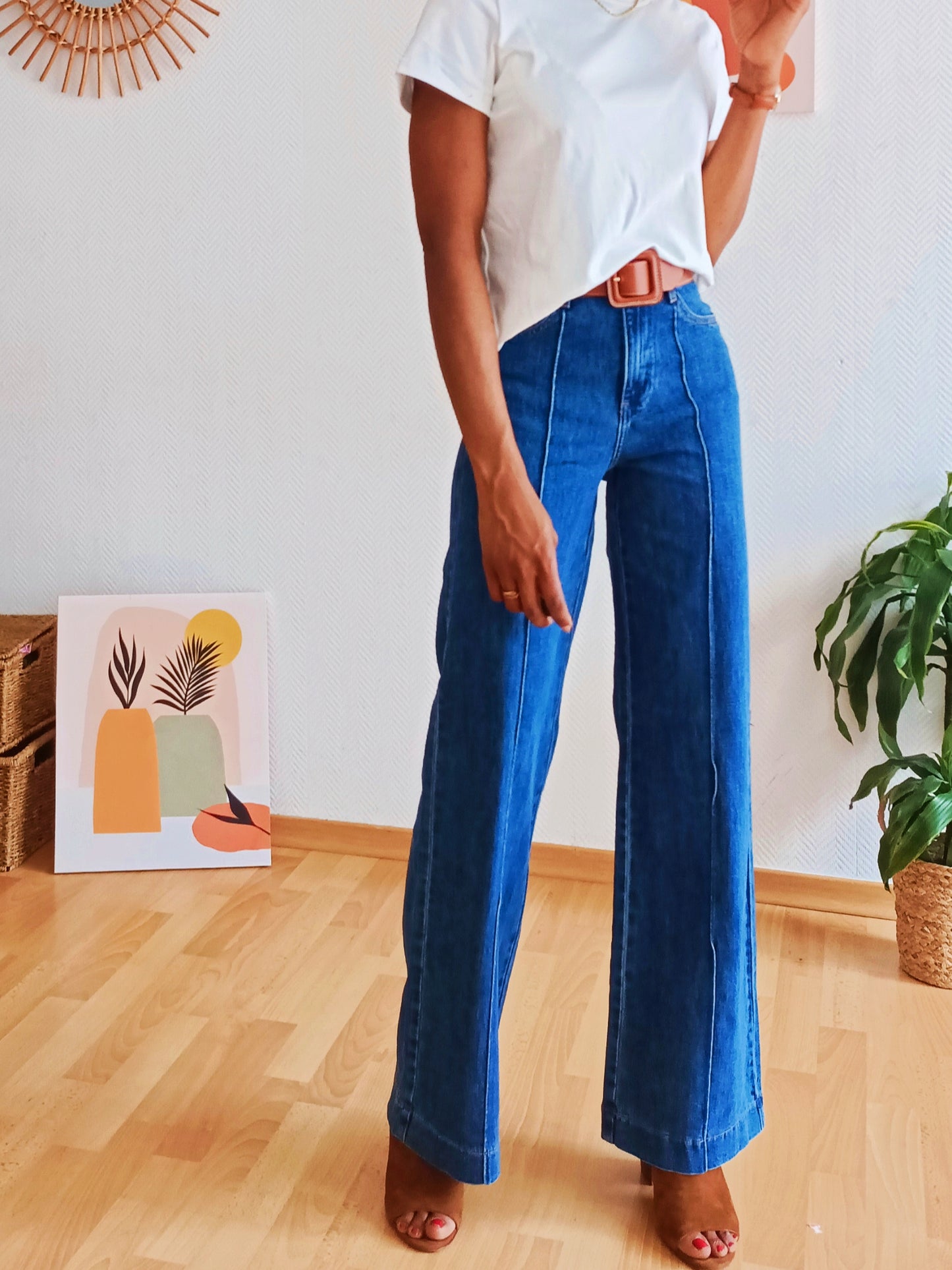 Jeans taille haute leg