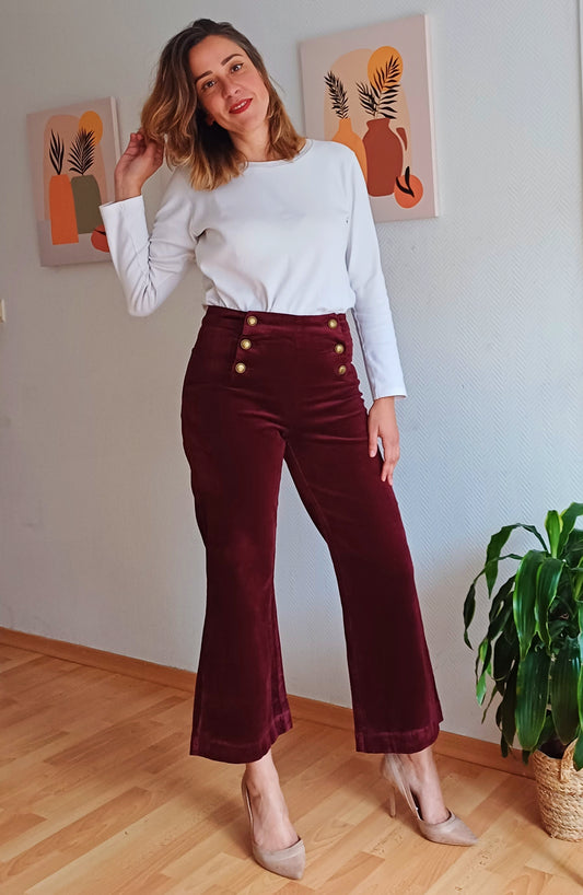 Pantalon en velours bordeaux