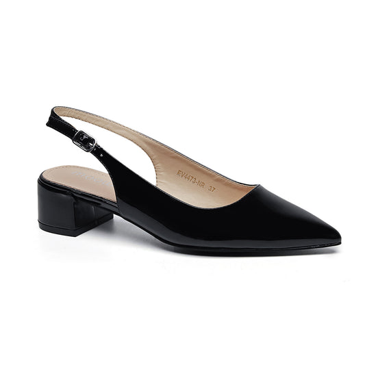 Sandales slingbacks vernis Noir