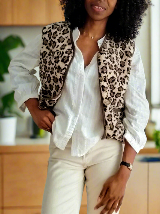 Gilet Morelle imprimé léopard