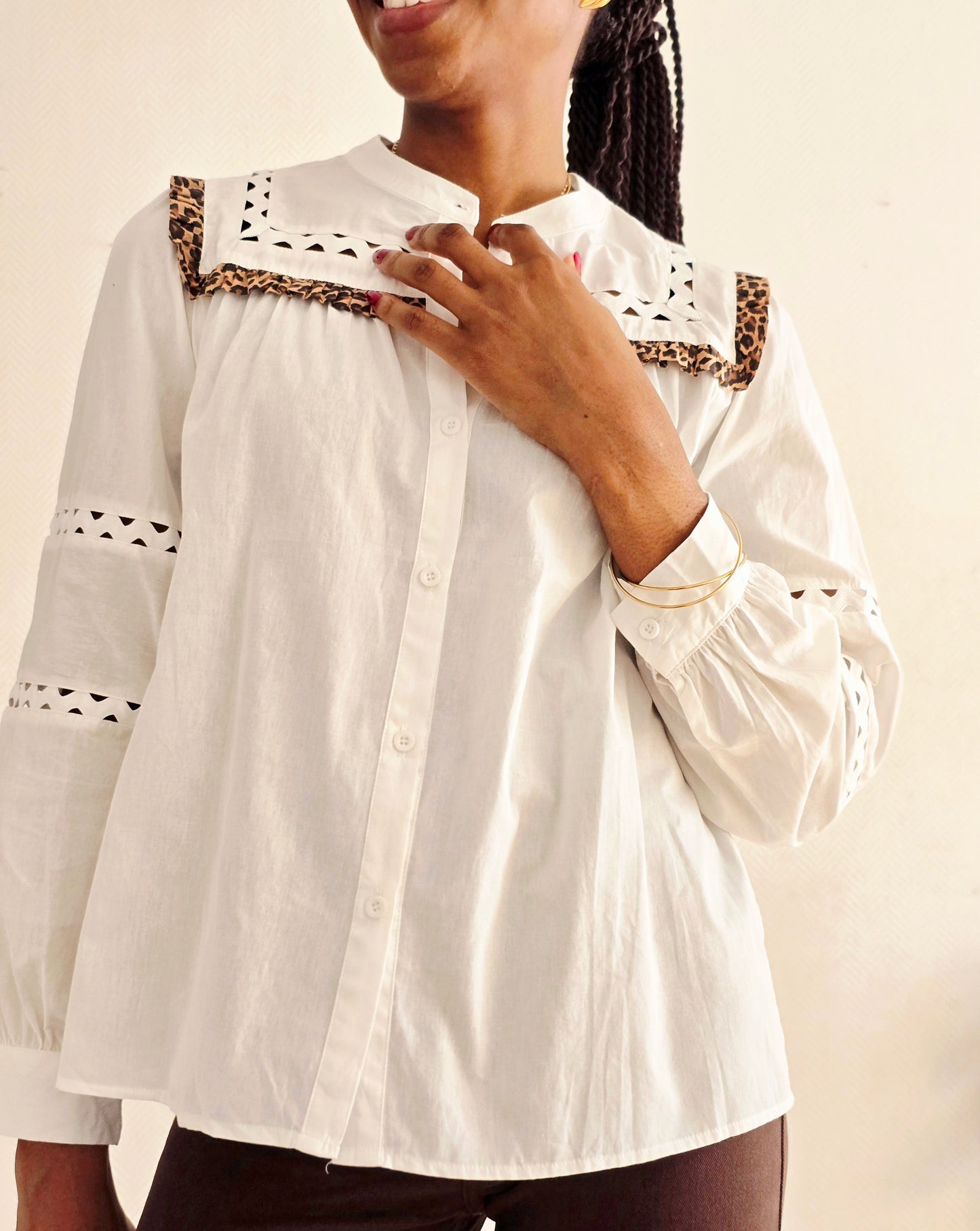 blouse féminine imprimée légère pour femme en coton