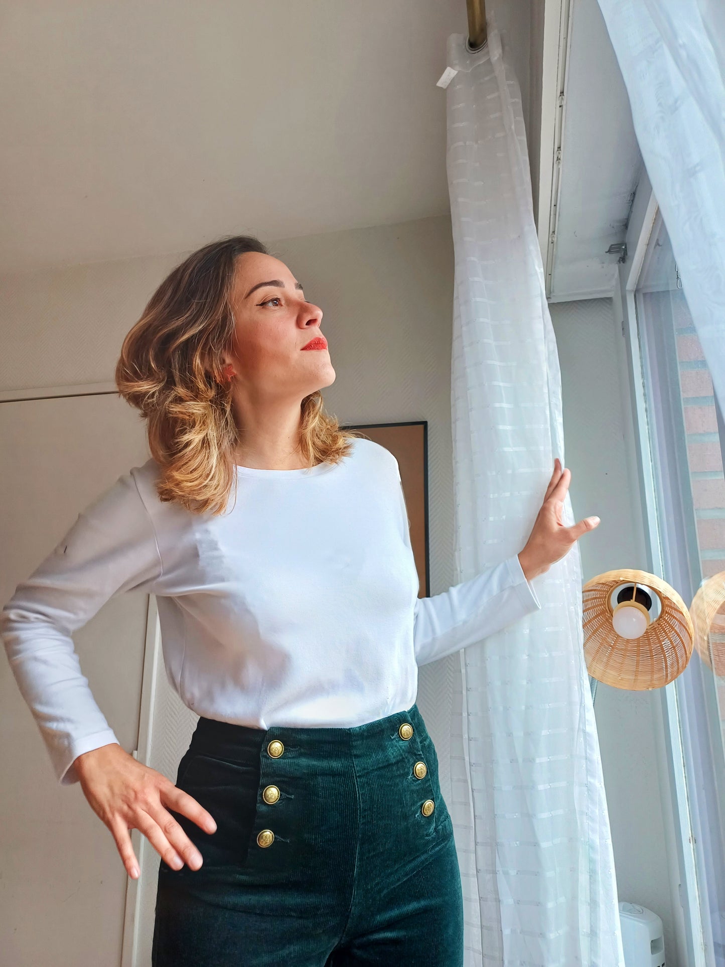 Pantalon en velours bordeaux