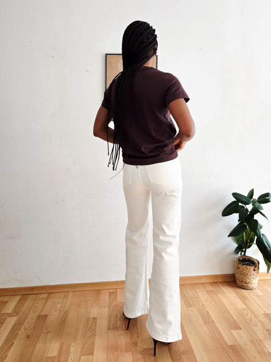 haut basique col rond chocolat coupe classique esma shop