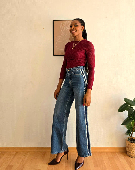 jean droit femme casual chic taille haute