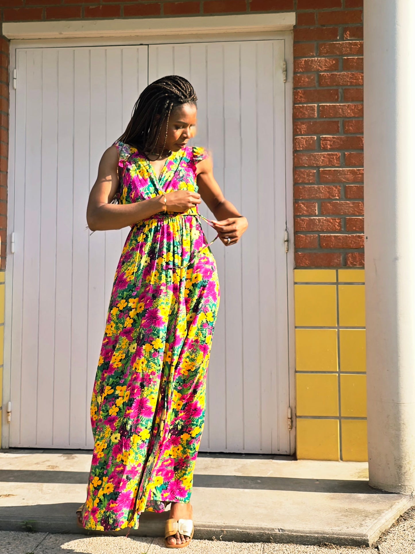 Longue robe imprimée Flora Rouge