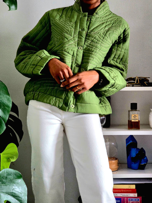 Bomber matelassé brodé vert