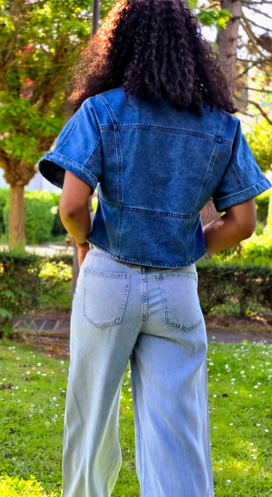 Veste cropped denim