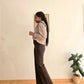 Jean taille haute Flare chocolat