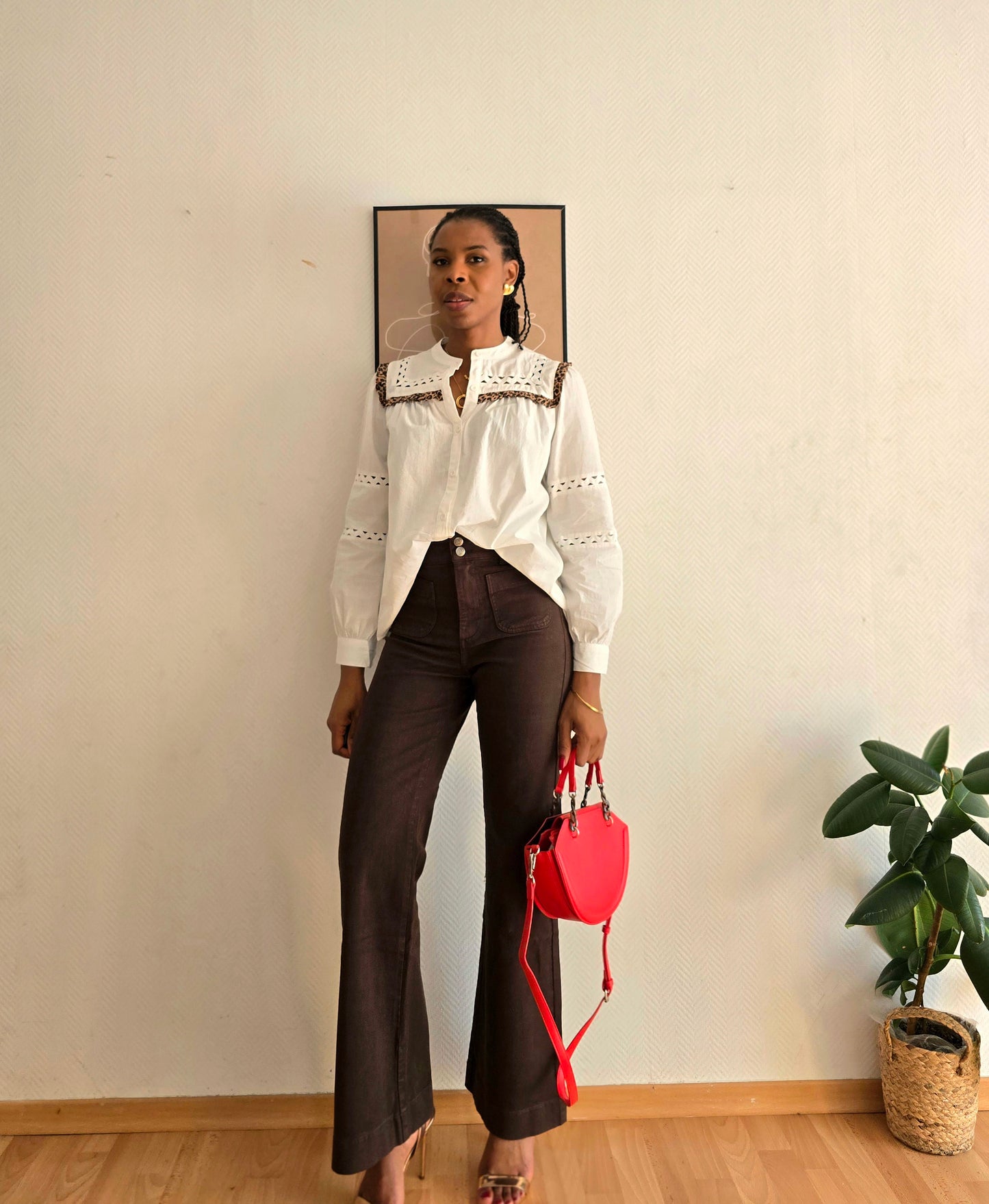 Jean taille haute Flare chocolat
