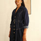 Robe longue en denim brut