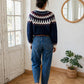 Pull Enora bleu marine à motif jacquard nordique
