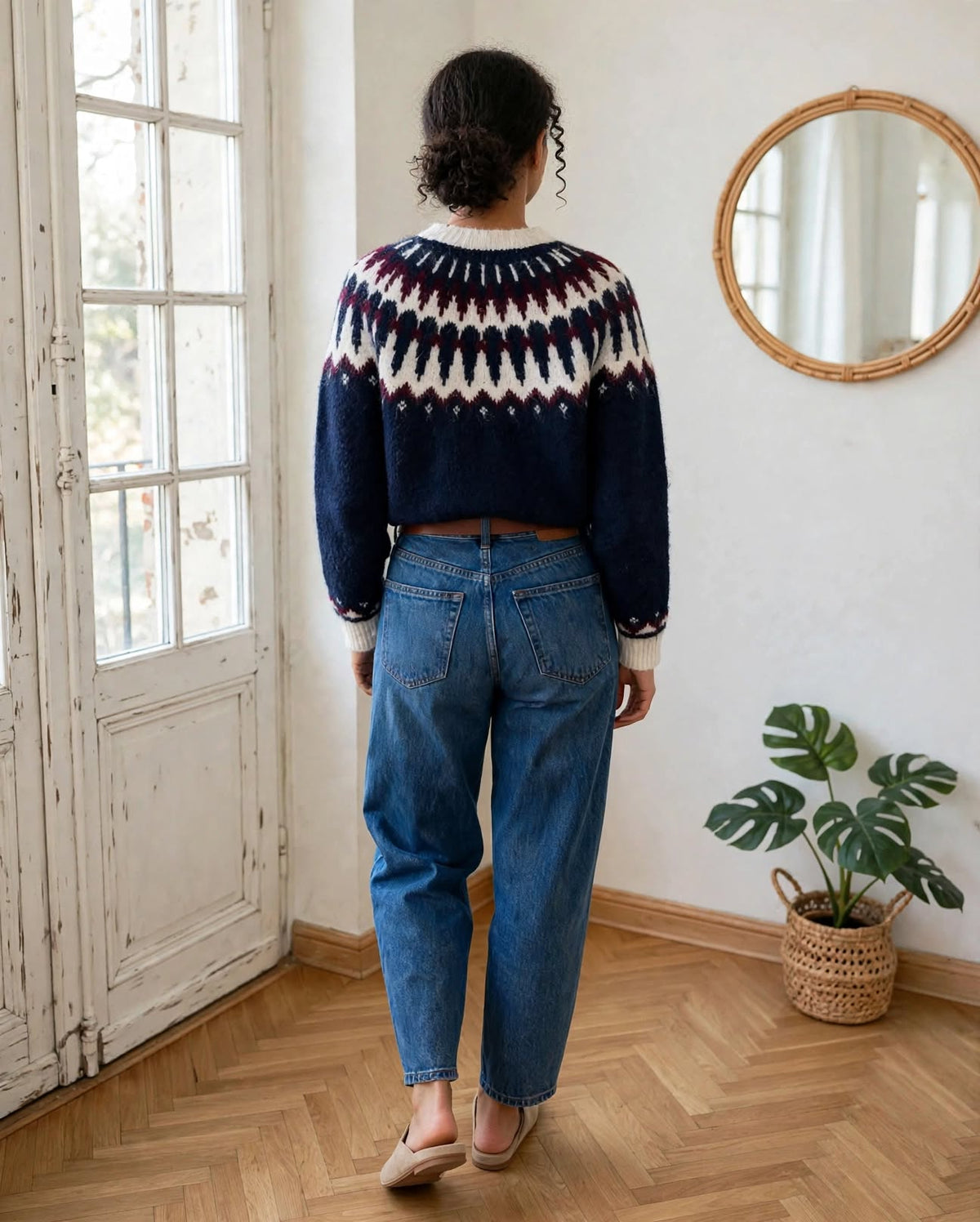 Pull Enora bleu marine à motif jacquard nordique