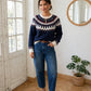 Pull Enora bleu marine à motif jacquard nordique