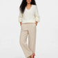- Dos : pull mohair blanc col rond dos coupe boxy femme
