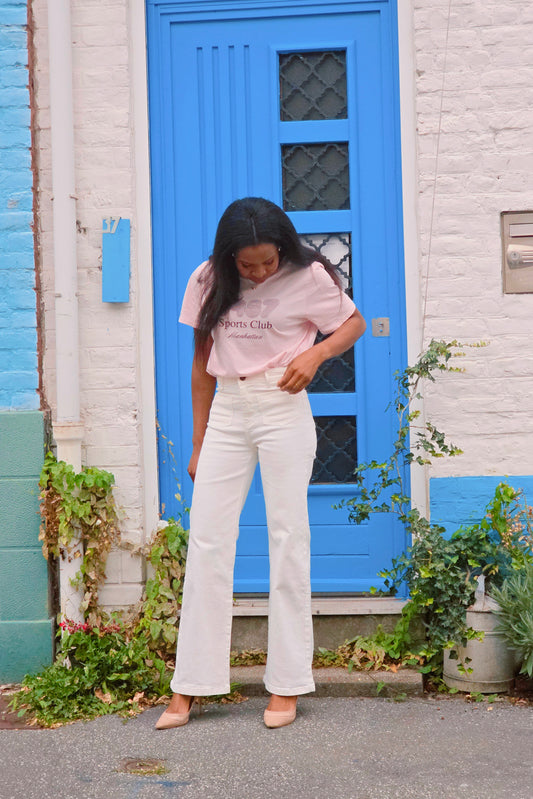 Pantalon blanc femme full leg – Taille haute élégante et fluide