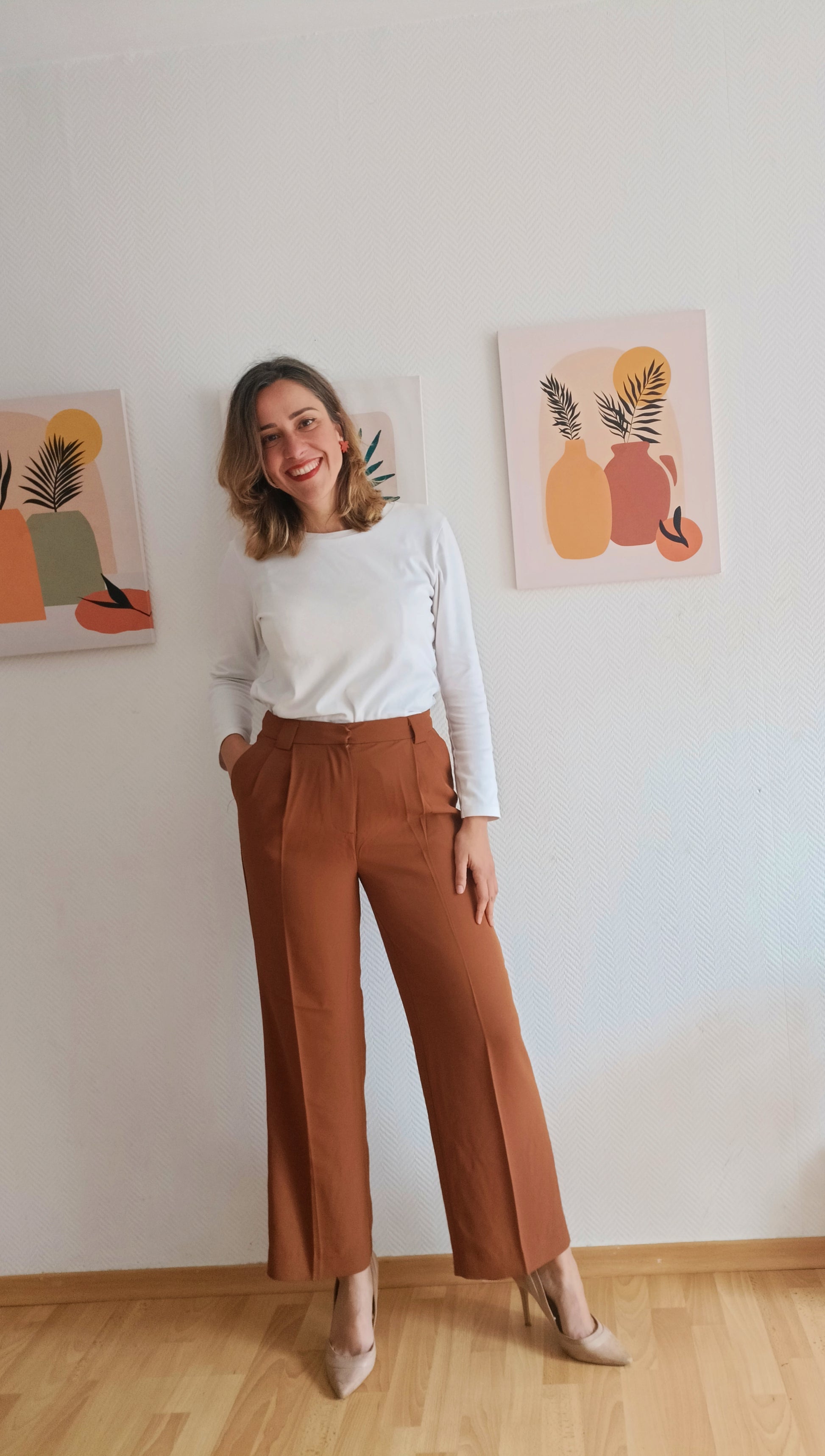 Pantalon fluide Camel à pince esma shop