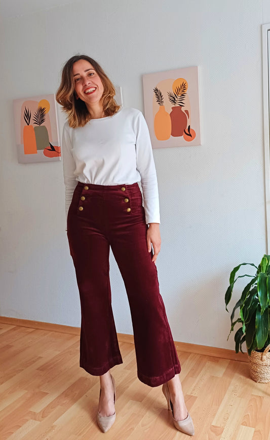 Pantalon en velours  bordeaux