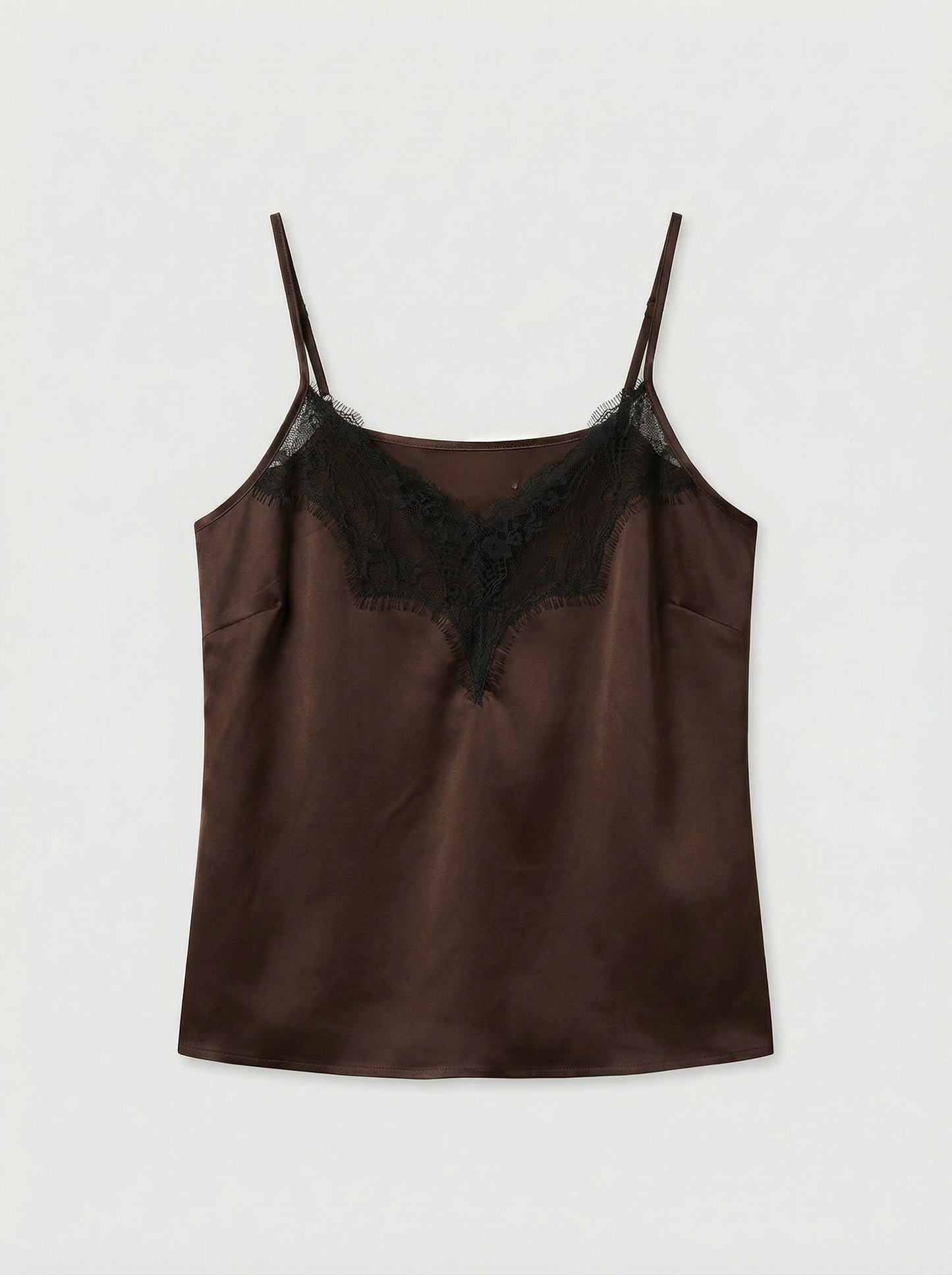 Top Caraco en Satin et Soie avec Détails Dentelle