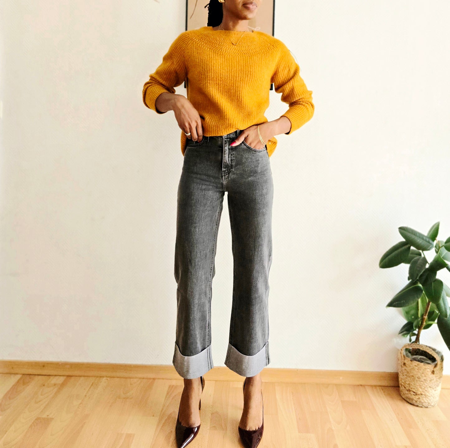 Jean loane esma shop gris à revers gris 