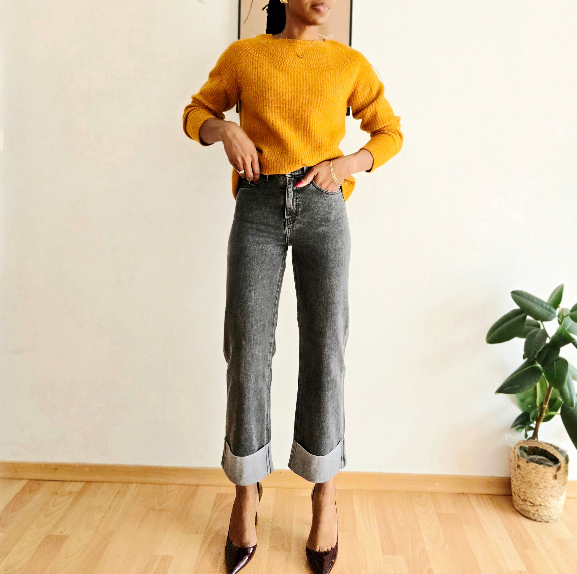 Jean loane esma shop gris à revers gris 