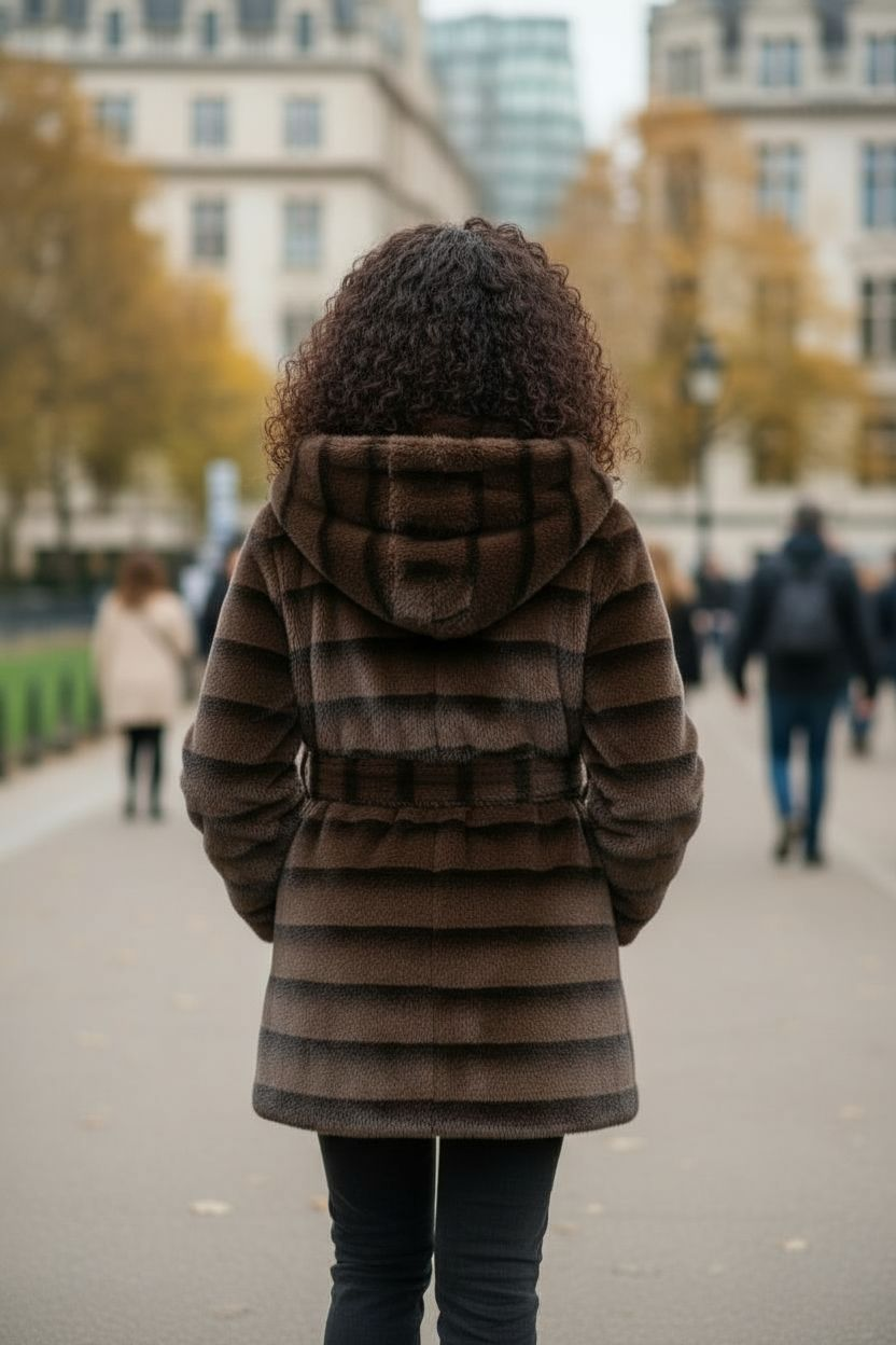 Manteau court femme en fausse Fourrure effet lapin.