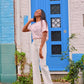 Pantalon blanc femme full leg – Taille haute élégante  affine la taille