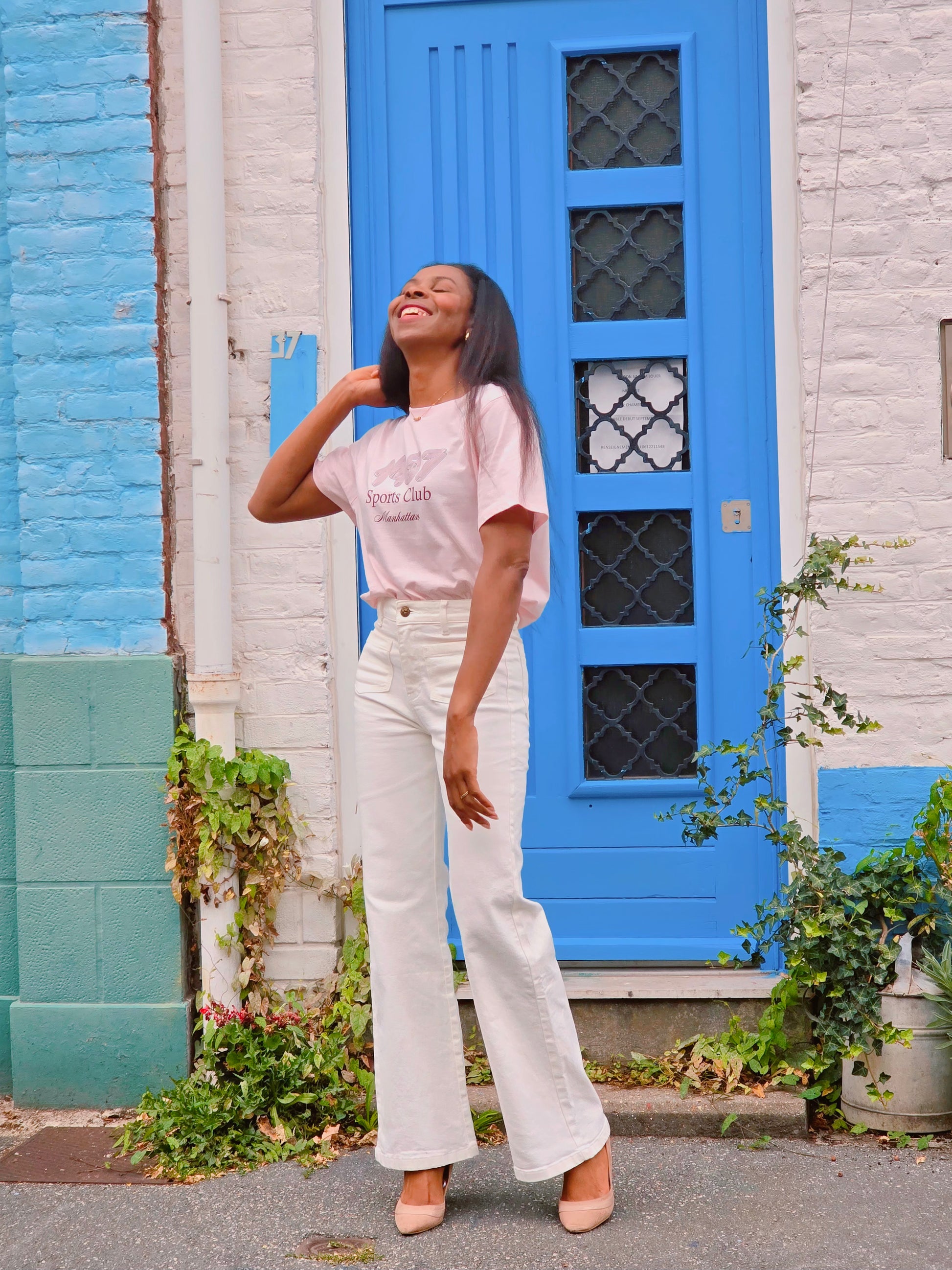 Pantalon blanc femme full leg – Taille haute élégante  affine la taille