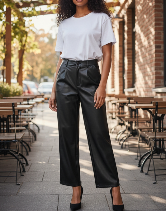 Esma shop pantalon simili cuir zola taille haute face