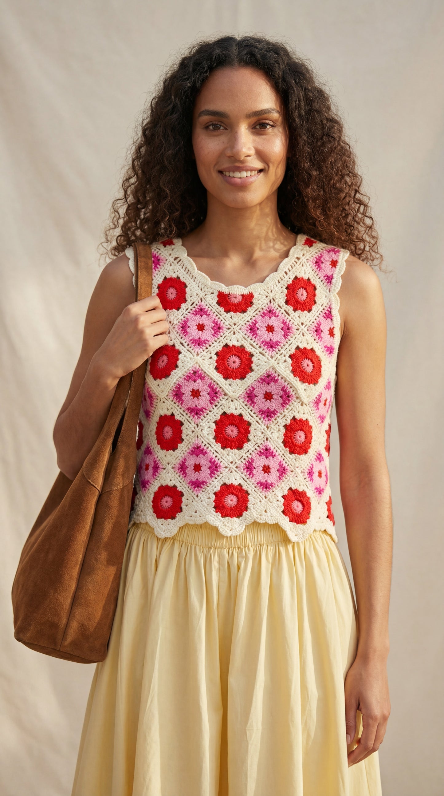 Top en crochet floral