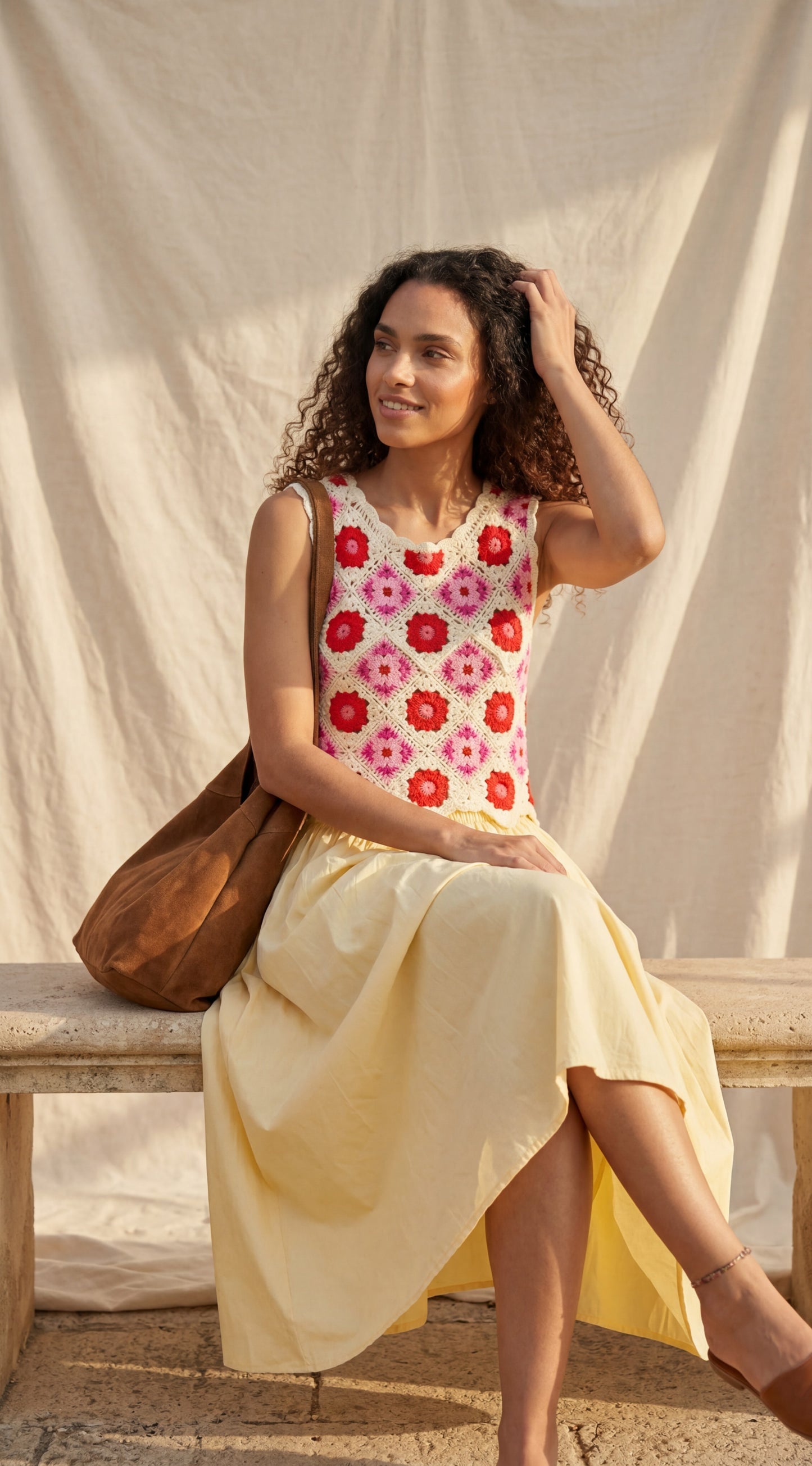 Top en crochet floral