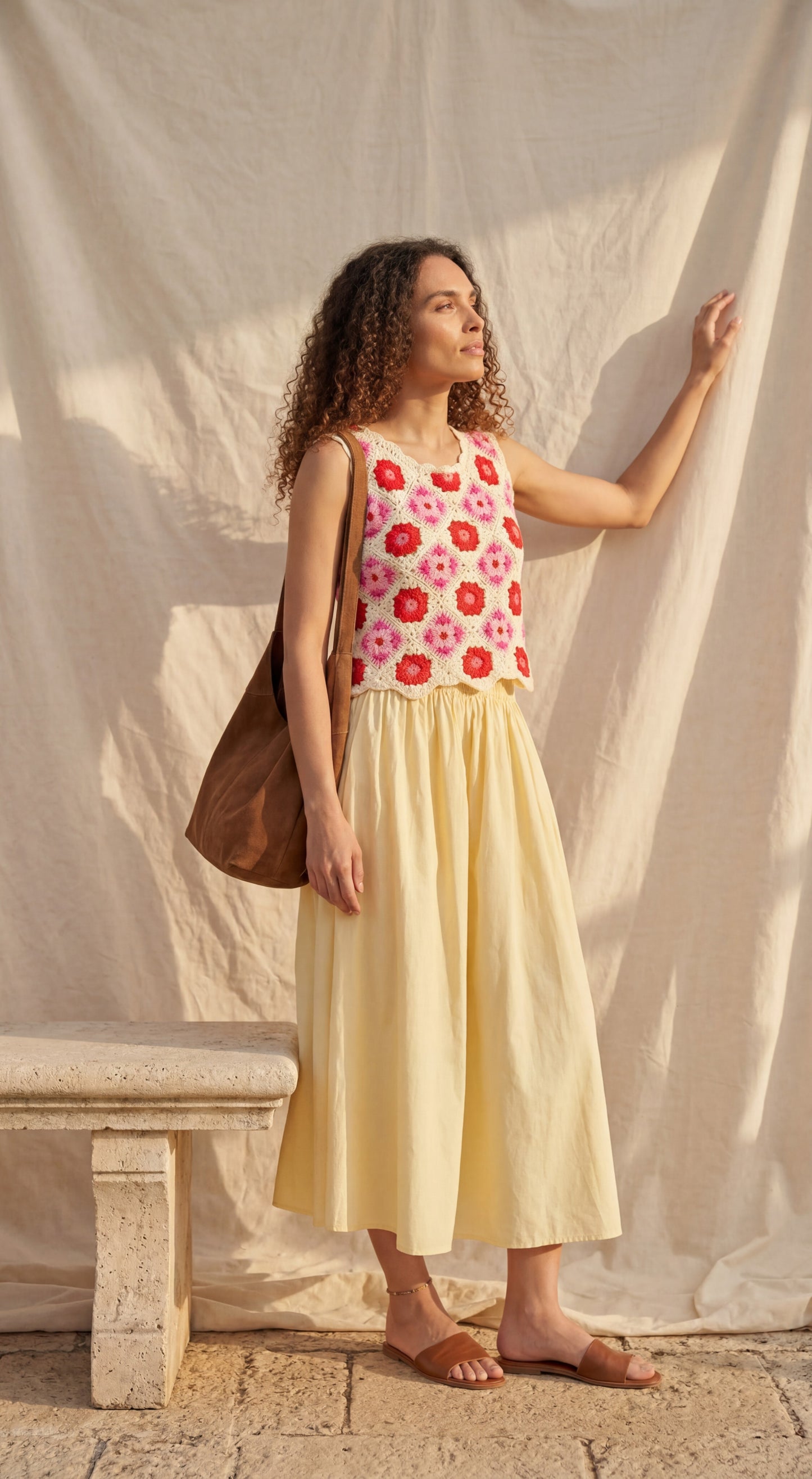 Top en crochet floral