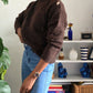Pull  col rond chocolat en laine marron profond