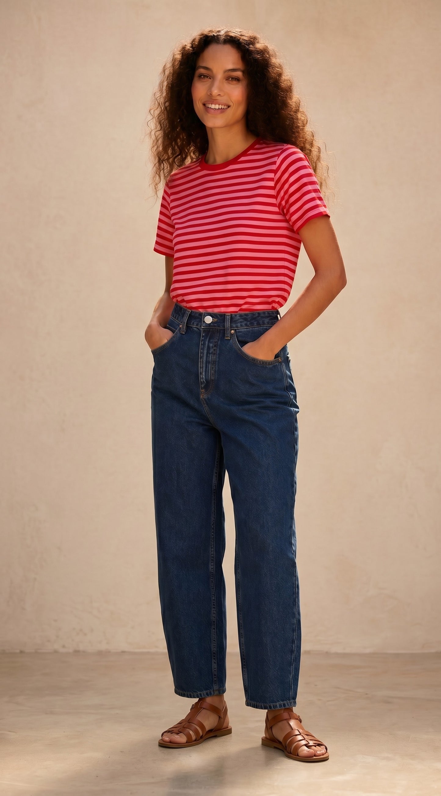 T-shirt Coton Rayé Rose et Rouge – Martinière