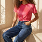 T-shirt Coton Rayé Rose et Rouge – Martinière
