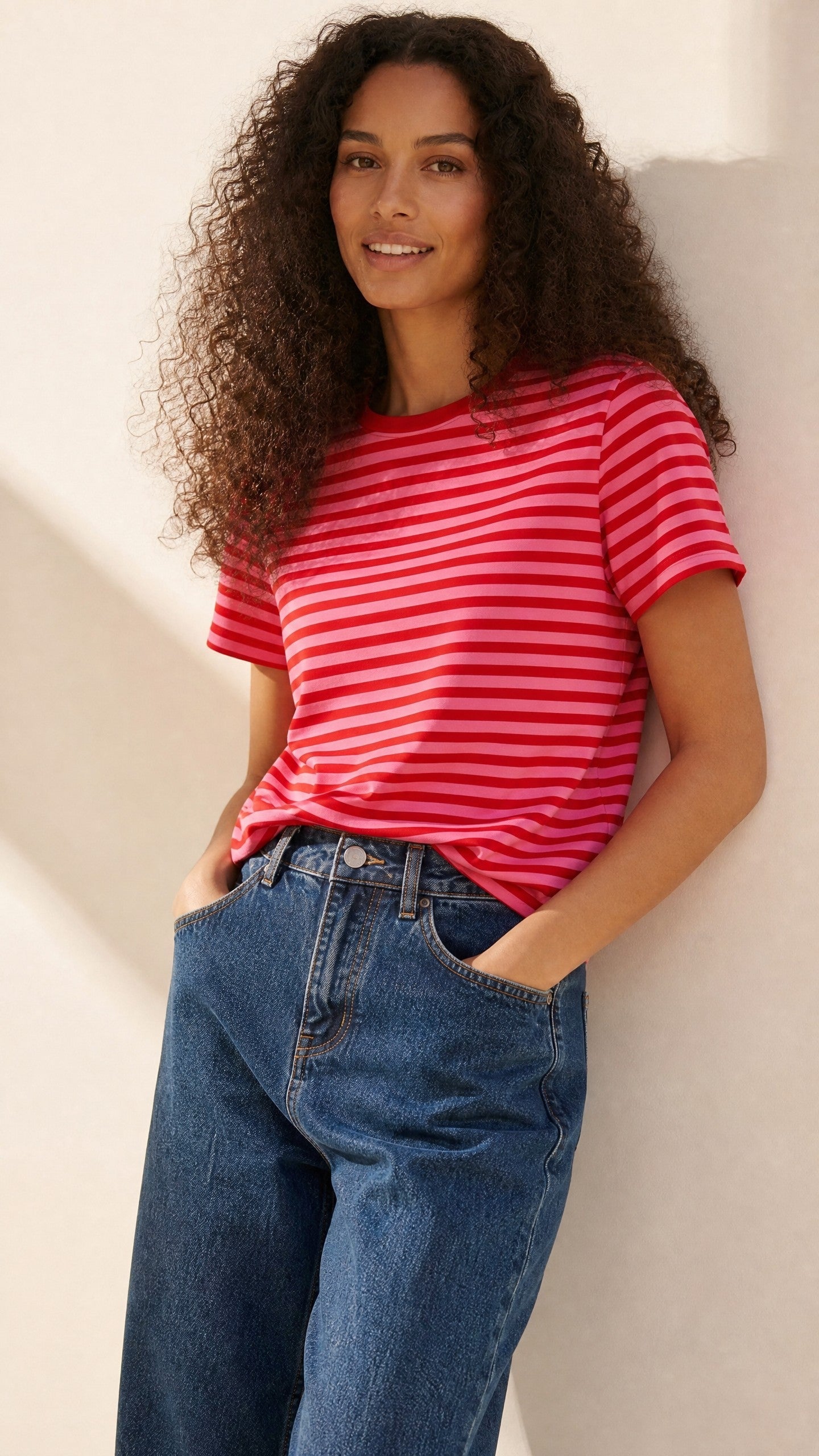 T-shirt Coton Rayé Rose et Rouge – Martinière