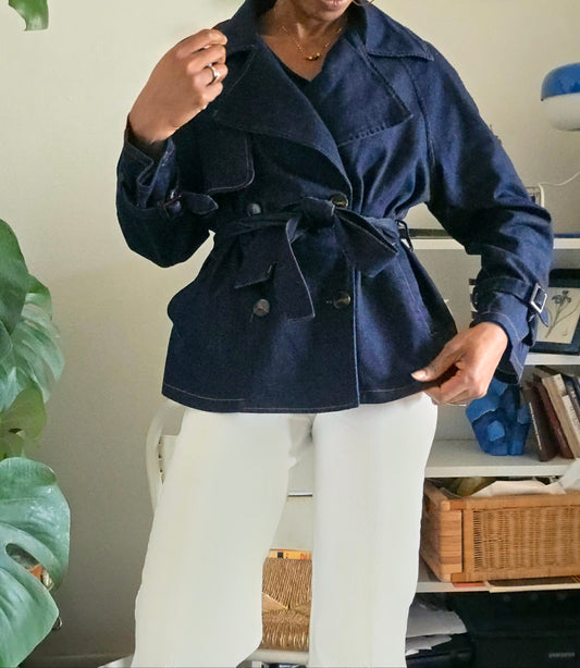 trench en denim court tendance  mode féminine 