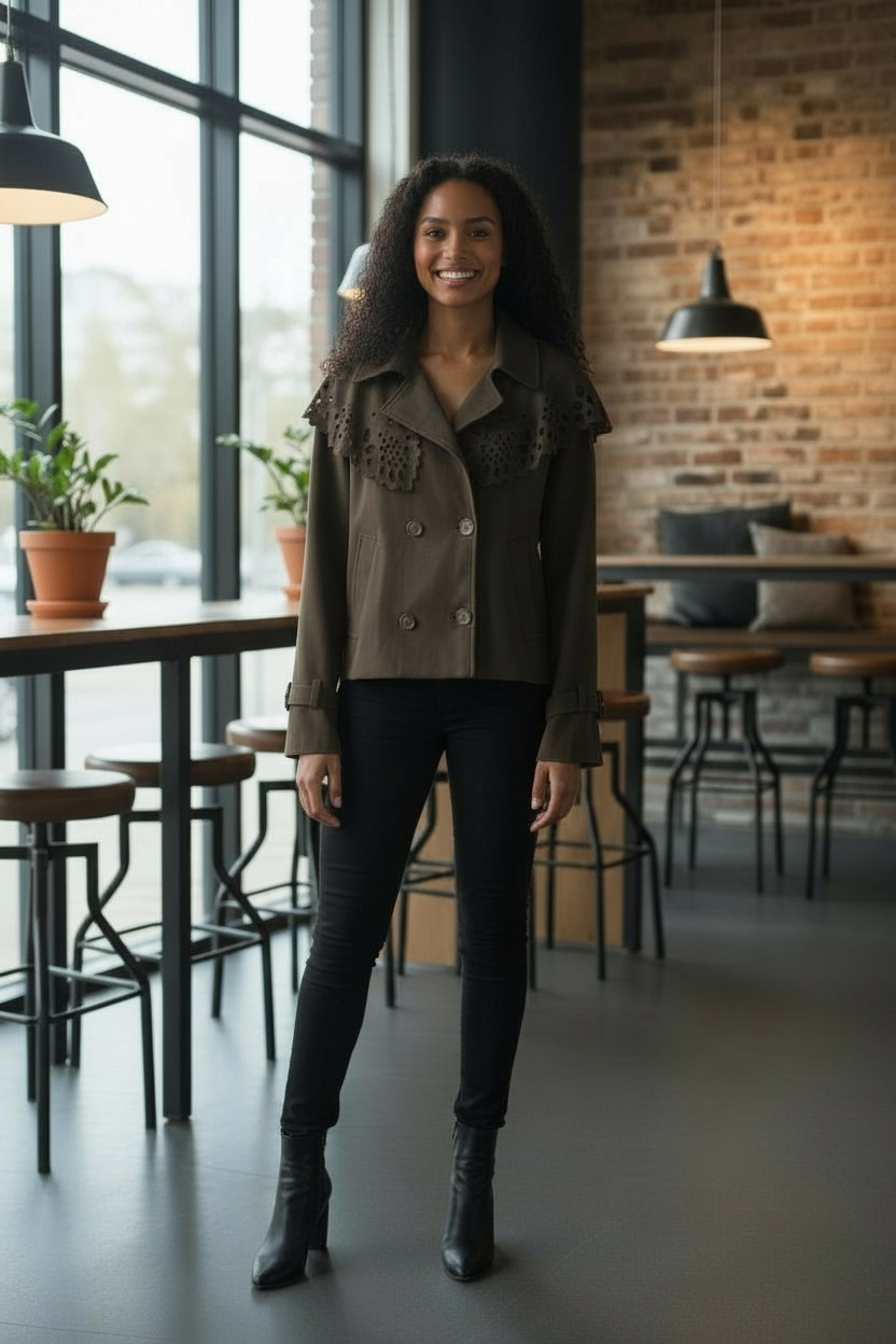 Trench court détail cape vareuse