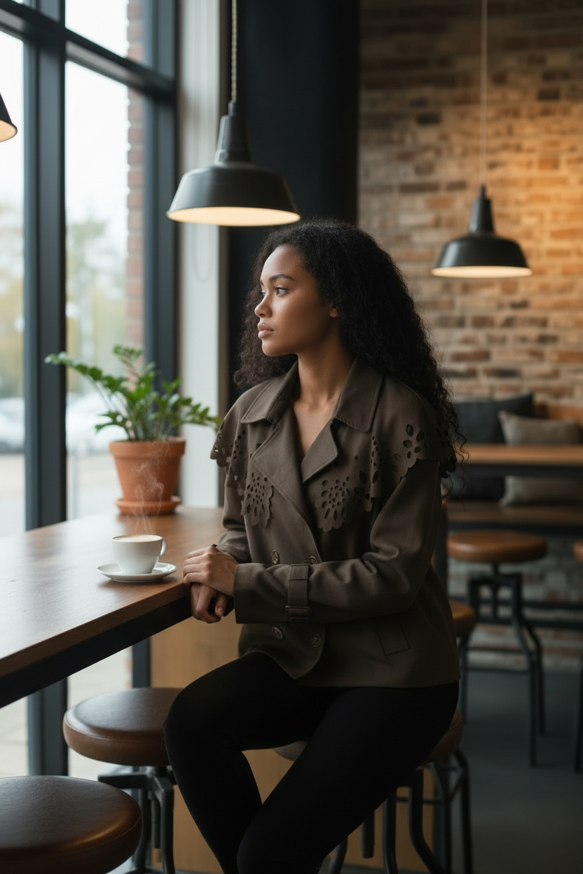 Trench court détail cape vareuse