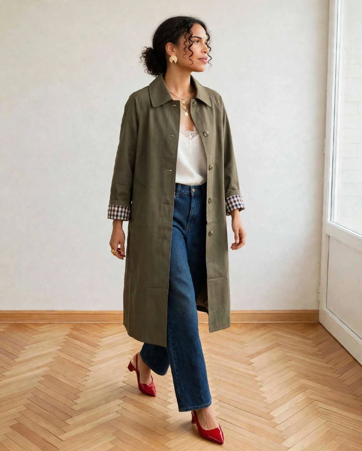 Trench long à revers Sylvia