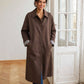 Trench long chocolat à revers sylvia 
