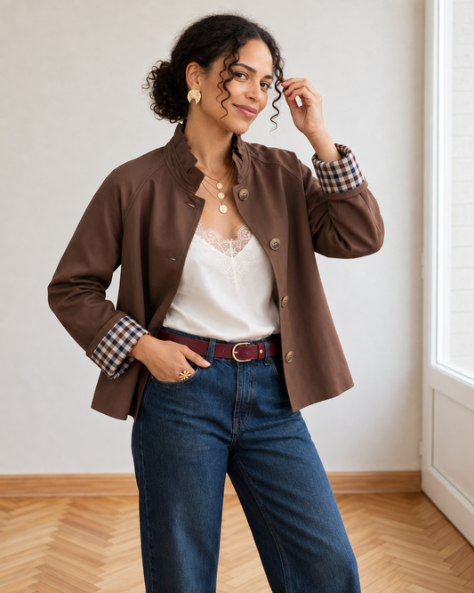 trench olivia esma shop col victorien  marron
