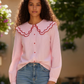 blouse coton rose femme face