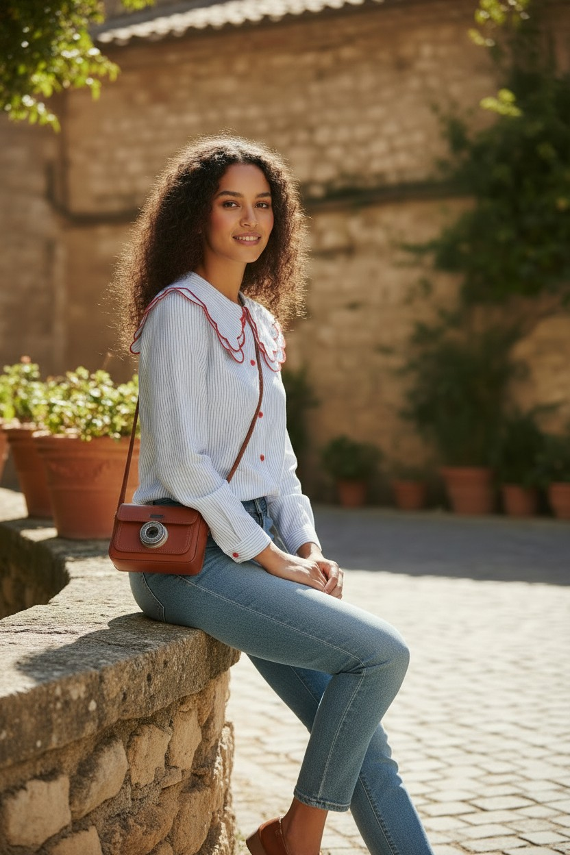 blouse femme rayée coton tenue casual chic